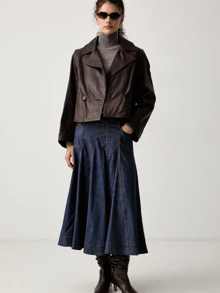 Weekend MaxMara Geacă de piele Wkdfelino | Relaxed fit maro