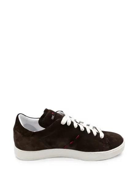 Sneakerși Kiton din piele de căprioară maro