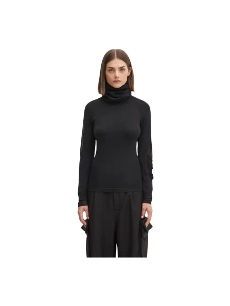 Sweter Hooded Knit lekki z golfem czarny