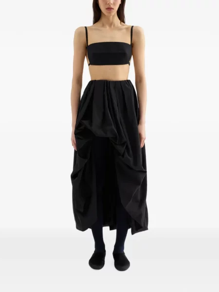 Top Jil Sander de mătase negru