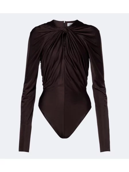 Body Balmain din satin drapat maro