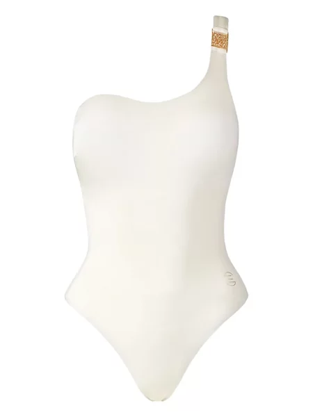 Costum de baie Sofia Erhan cu un umăr gol alb
