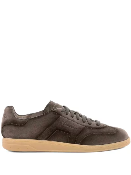 Sneakerși Santoni din piele de căprioară maro