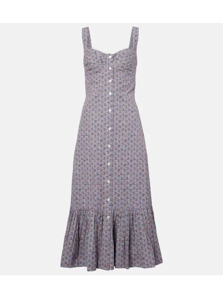 Obleka midi obleka Polo Ralph Lauren s cvetličnim vzorcem nad koleni