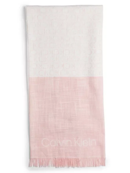 Calvin Klein szalik tkany Monogram Cotton Gauze Stole Kobiety różowy|biały wzorzysty ONE SIZE różowa