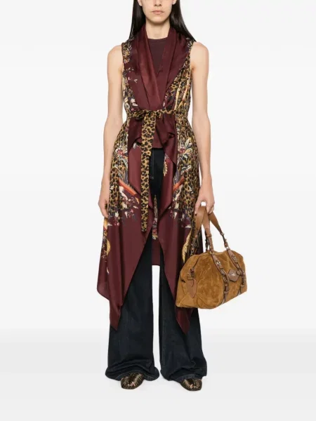 Vestă Etro cu imagine cu model leopard asimetrică roșu