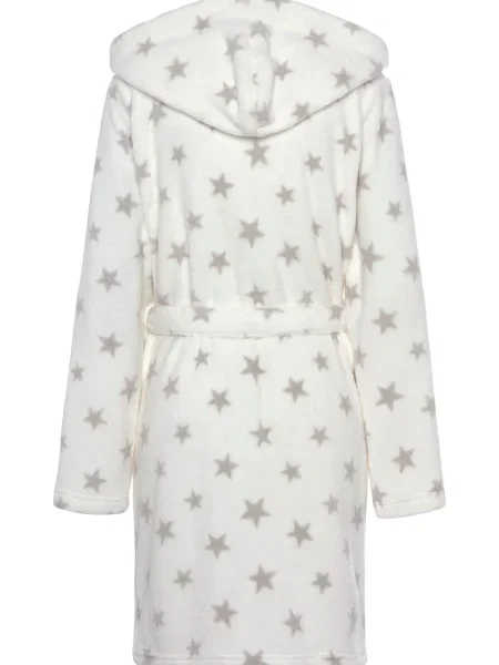 LASCANA Halat de baie scurt gri alb