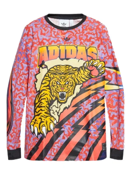 Pulover Adidas cu imagine cu glugă cu model floral negru