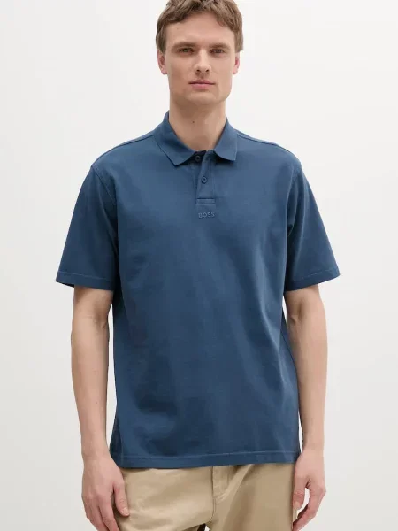 BOSS Orange polo de bleumain neted albastru