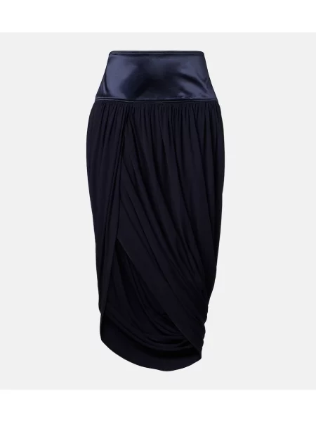 Fustă midi Ferragamo asimetrică drapată albastru