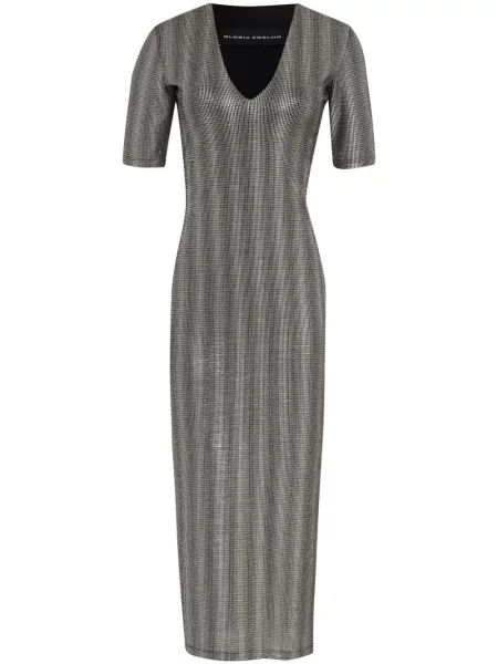 Rochie midi Gloria Coelho plasă până la genunchi de costum gri