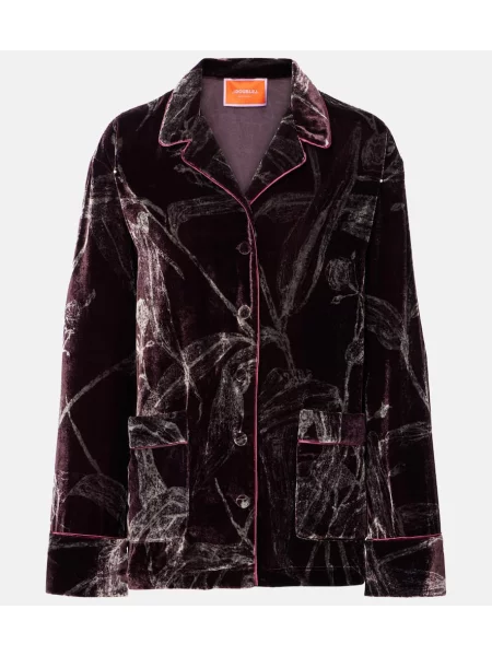 Cămașă La Doublej din satin cu model floral bordo