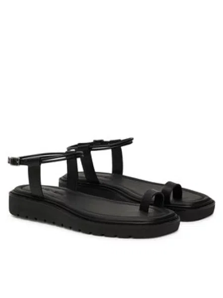 Calvin Klein Jeans Sandály Rope Toe Post Sandal Lth Mg černá