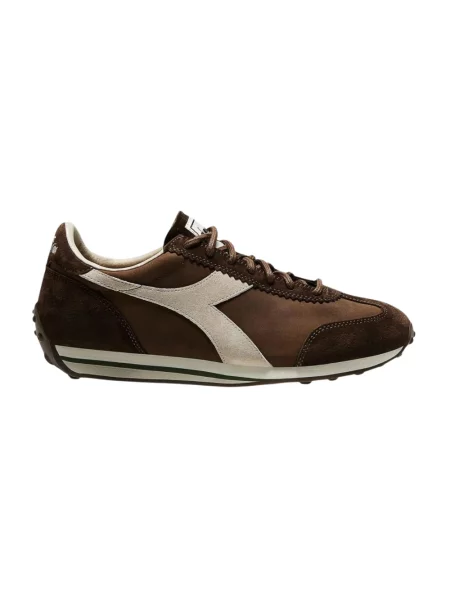 Woskowane sneakersy Diadora skórzane brązowe