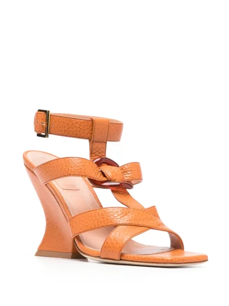 Sandale Alberta Ferretti din piele cu bretele portocaliu