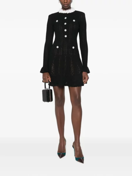 Rochie mini Self-portrait tricotate negru