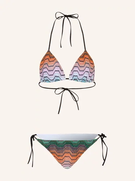 Missoni Trojúhelníkové Bikiny S Třpytivou Přízí zelená / oranžová modrá