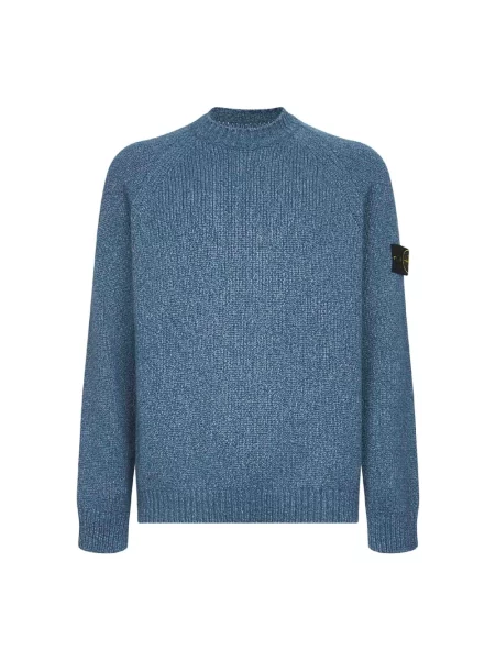 Sweter Stone Island wełniany z kamieniami niebieski