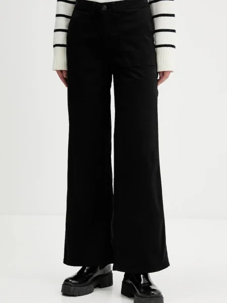 Штани Guess Jeans широкі висока посадка чорний