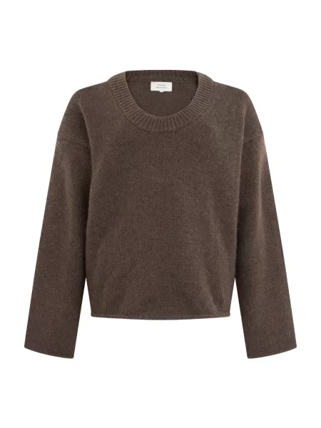 Sweter Loulou De Saison z dekoltem w kształcie litery U brązowy