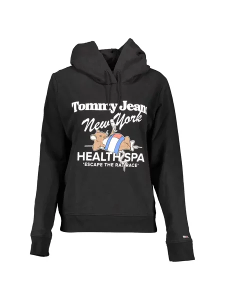 Hanorac cu glugă Tommy Jeans cu imagine negru