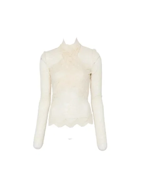 Bluzka Rabanne koronkowa beżowa