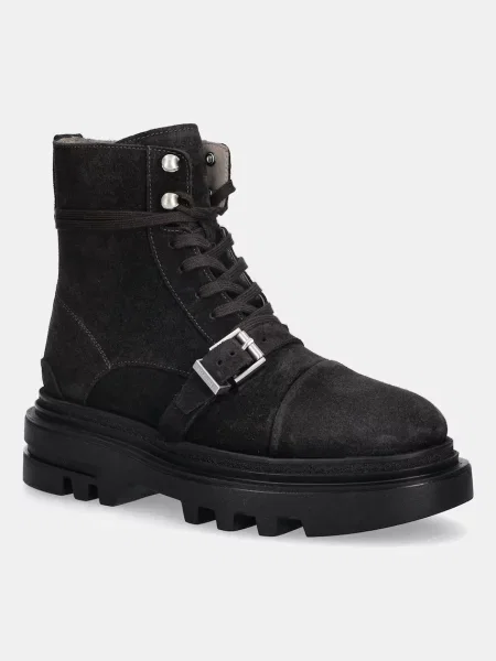 Велурени боти AllSaints Astrid Suede Boot с платформа кафяво