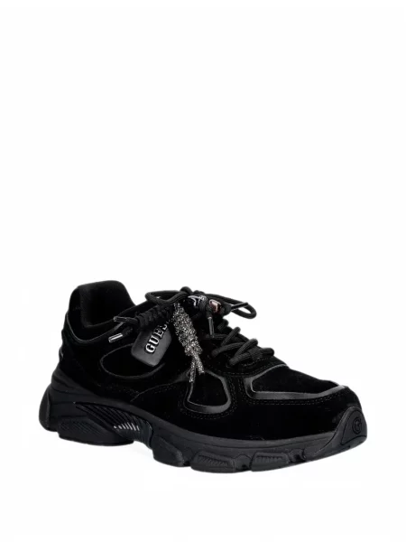 Sneakerși Guess din piele negru