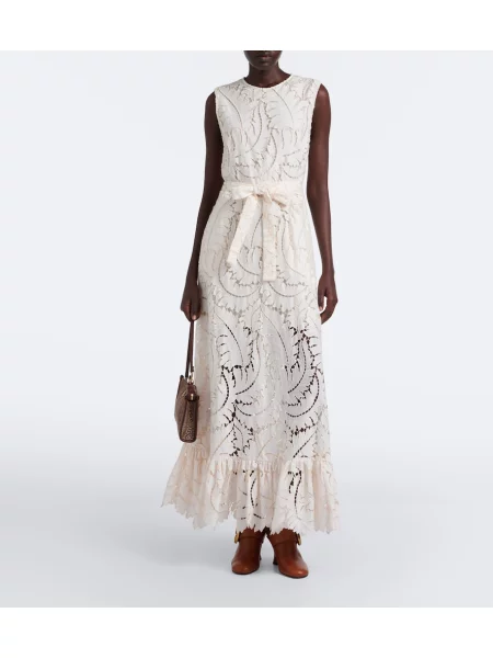 Cu centură rochie maxi Etro din dantelă alb