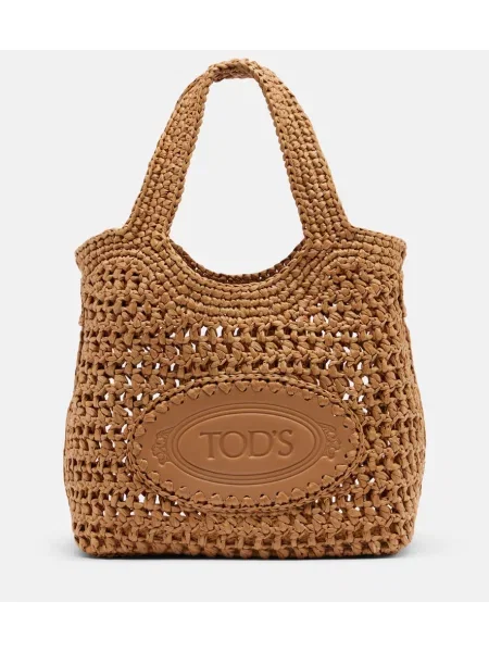 Кожена чантичка Tod's с автограф кафяво