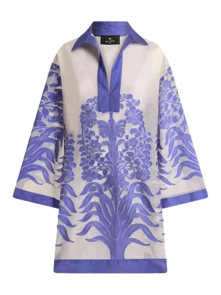 Midi haljina Etro s cvjetnim printom s printom iznad koljena plava