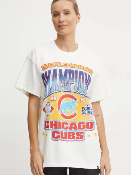 Tričko 47 brand MLB Chicago Cubs s potiskem béžová