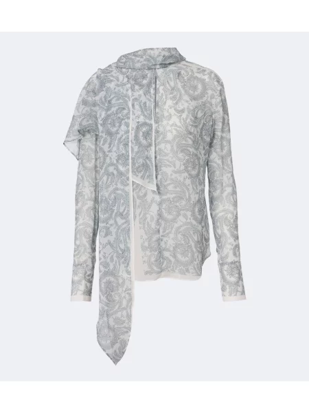 Bluză Acne Studios de mătase cu model paisley albastru