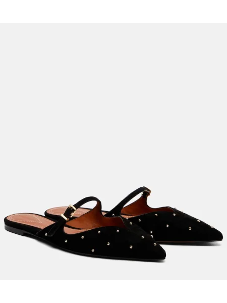 Papuci tip mules Zimmermann din piele de căprioară cu tepi negru