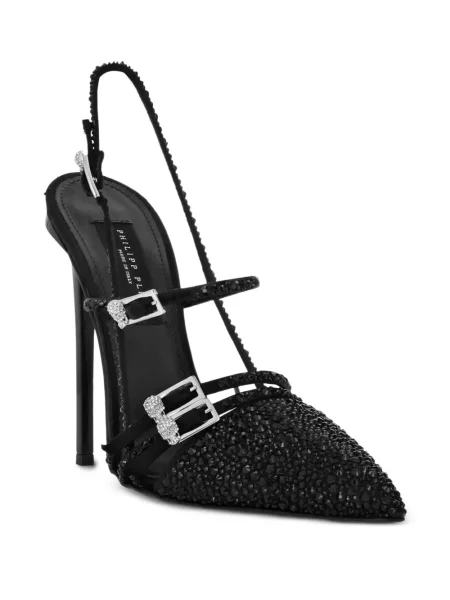 Pantofi cu toc Philipp Plein slingback negru