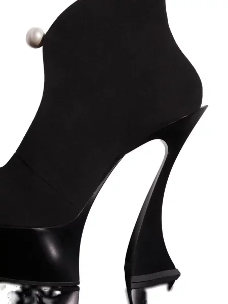 Botine Mugler cu perle negru
