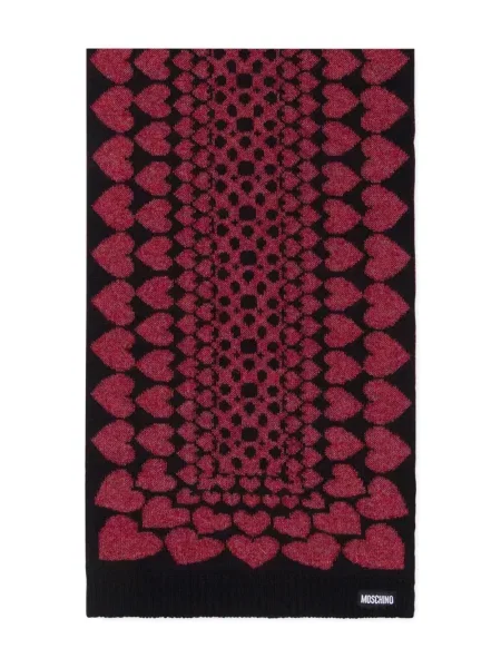 Fular Moschino tricotate cu motiv cu inimi negru