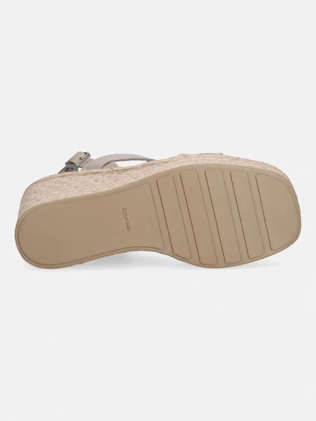 Calvin Klein szandál éksarokkal WEDGE ESPAD 70 WEBBING LTH bézs