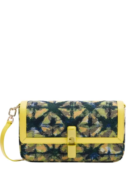 Torebka crossbody Furla w kwiatki żakardowa żółta