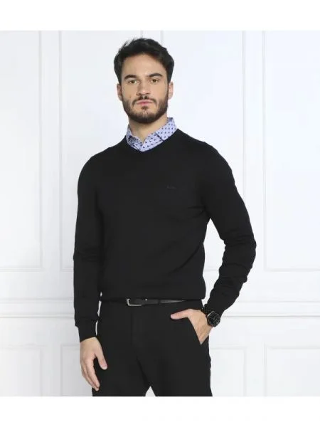 BOSS BLACK de lână pulover baram-l negru