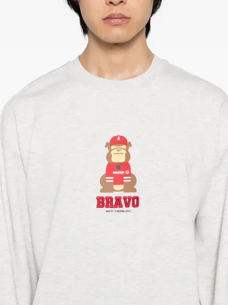 Hanorac Aape By A Bathing Ape cu broderie gri