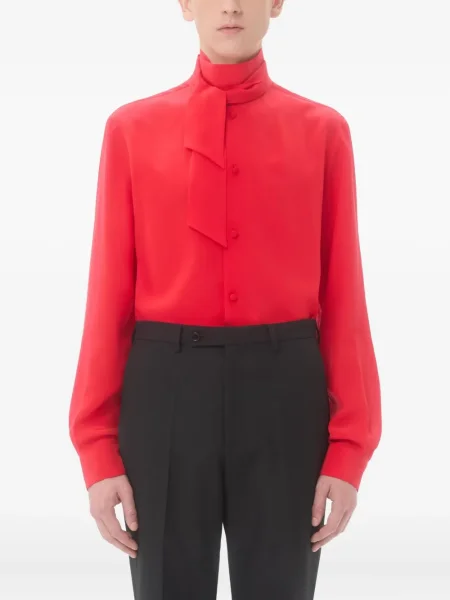 Hedvábná s límcem košile Valentino Garavani červená