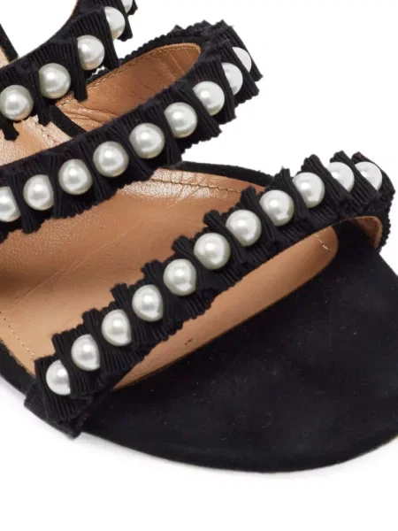 Sandale Aquazzura cu perle negru