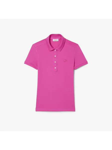 Lacoste Koszulka Polo Slim Fit Stretch Mini Piqué różowa