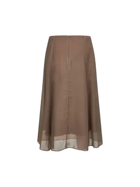 Spódnica midi Brunello Cucinelli do kolan brązowa