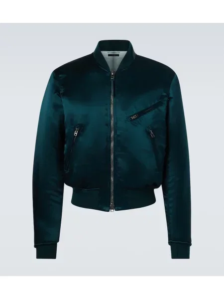 Geacă bomber Tom Ford din satin verde