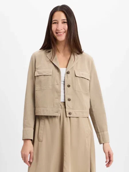 Marc O'Polo kurtka przejściowa z zawartością lnu Kobiety jednolity 36 beżowy