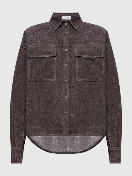 Рубашка Brunello Cucinelli коричневая