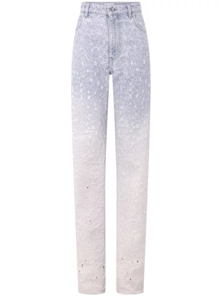 Blugi drepți Rabanne zdrențuiți albastru