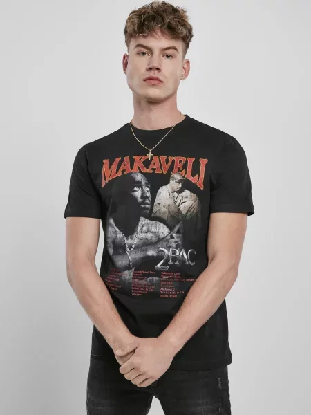 Mister Tee Majica Tupac Makaveli siva / svetlo rdeča črna